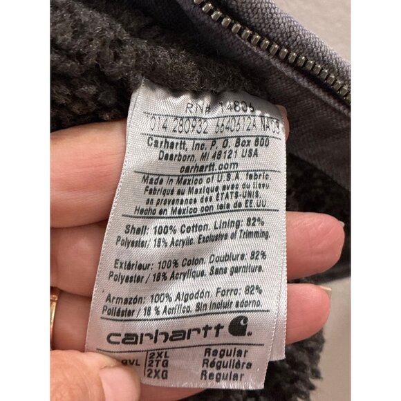 Carhartt V33 GVL Sherpa-lined mock-neck vest in gravel or grey men's 2x Full zip - Picture 6 of 8